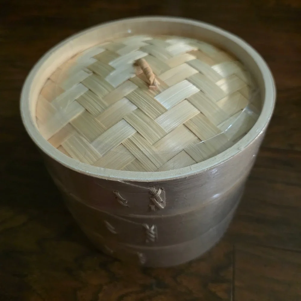 2026 Bamboo Steamer Basket 2 Tier with Lid and Mesh Liners New in Box